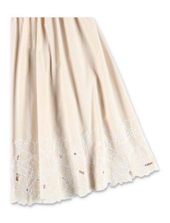  [키즈] 끌로에 스커트 아동용 자수 미디  베이지 - CHLOE