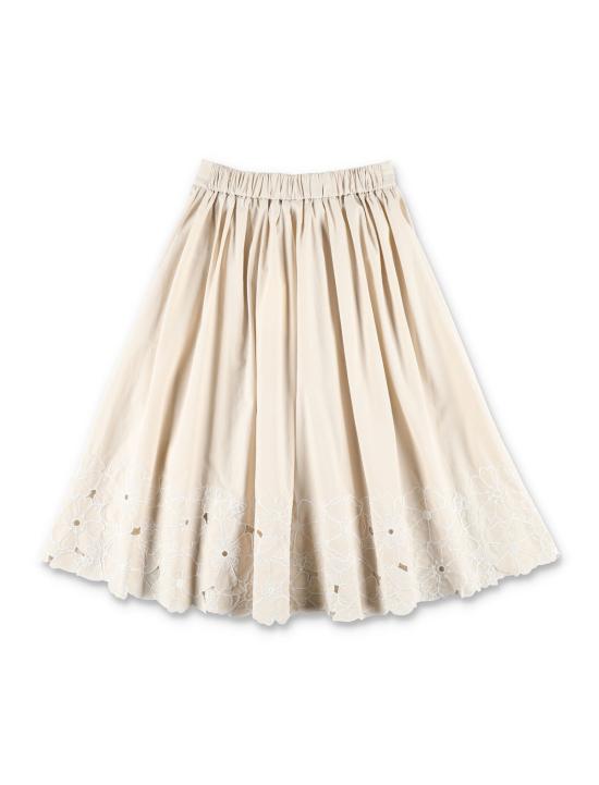  [키즈] 끌로에 스커트 아동용 자수 미디  베이지 - CHLOE