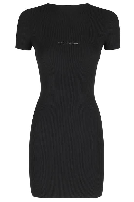  알렉산더 왕 숏 원피스 SS 크루넥 미니 드레스 자카드 로고 드레스 블랙