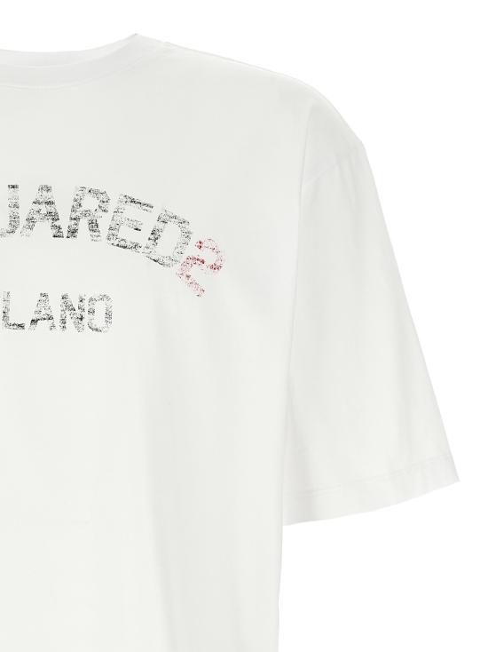  디스퀘어드2 탑 Dsquared2 루즈핏 코튼 티셔츠 화이트 - DSQUARED2