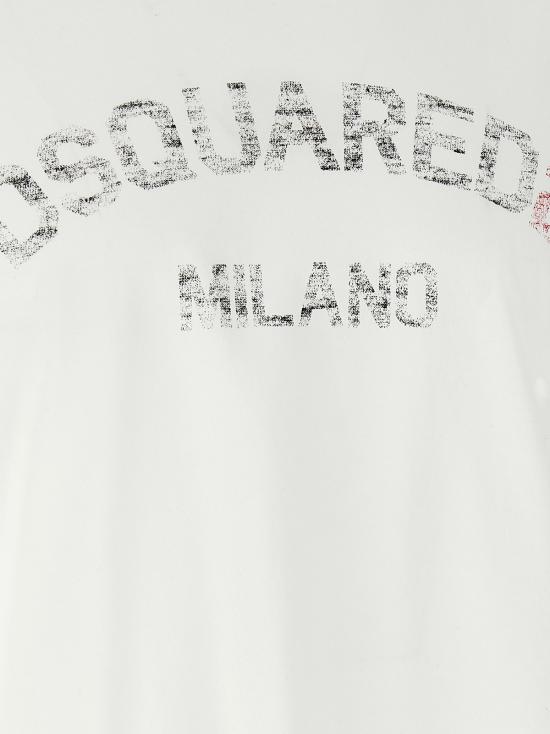  디스퀘어드2 탑 Dsquared2 루즈핏 코튼 티셔츠 화이트 - DSQUARED2