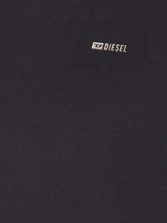  디젤 탑 크루넥 반팔 로고 플레이트 티셔츠 블랙 - DIESEL