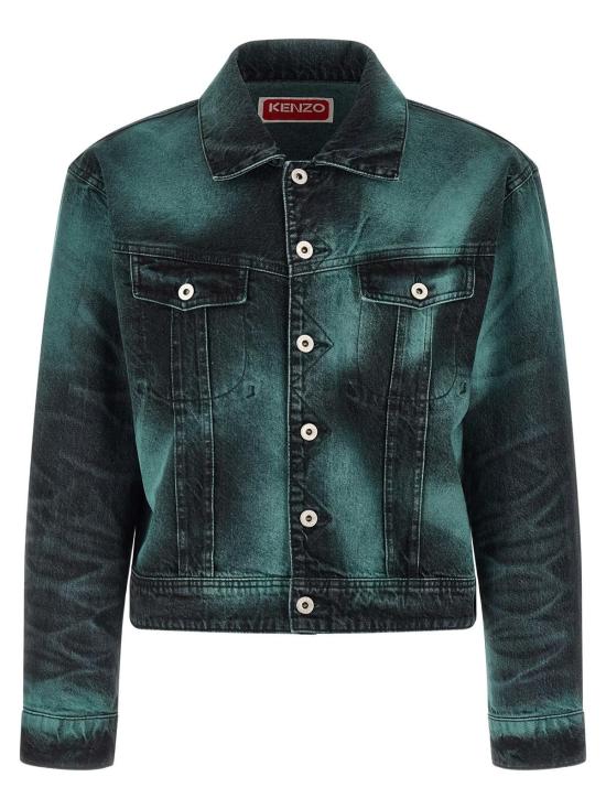  겐조 데님 자켓 보케 하트 쉐이드 워시드 데님 재킷 그레이