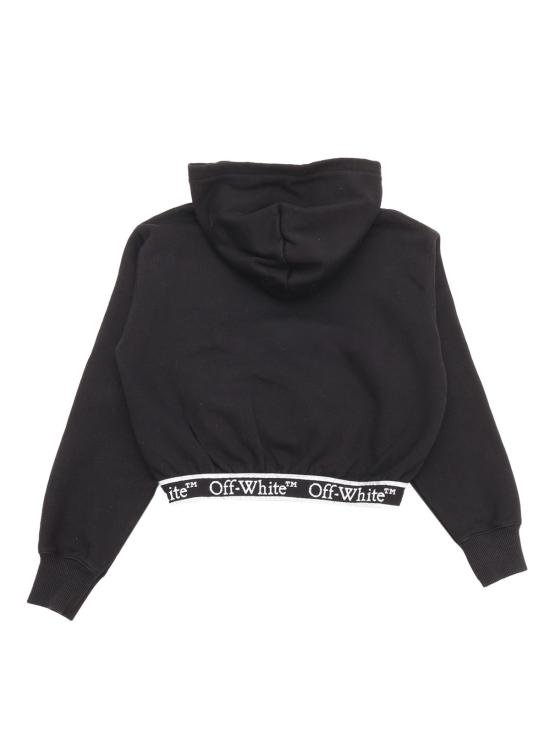  오프화이트 스웨터 북키쉬 로고밴드 후드티 크롭 스웨트셔츠 블랙 - OFF WHITE