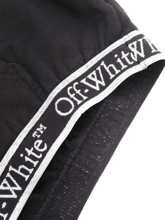  오프화이트 스웨터 북키쉬 로고밴드 후드티 크롭 스웨트셔츠 블랙