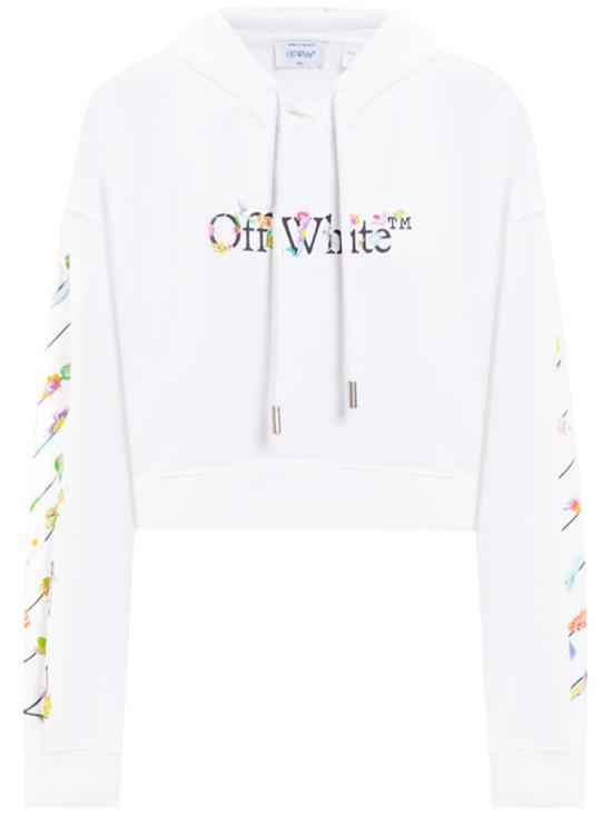  오프화이트 스웨터 오프 화이트 북키쉬 글로잉 플라워 크롭 티셔츠 화이트