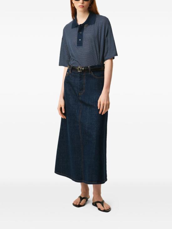 26SS 아미 코튼 스트라이프 아미 드 하트 폴로 잉크 UPL422 JE0212 A044 INK WHITE DOM - AMI