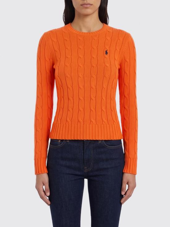 26SS 폴로 랄프로렌 포니 로고 피마코튼 케이블 니트 스웨터 211971869 014 Orange