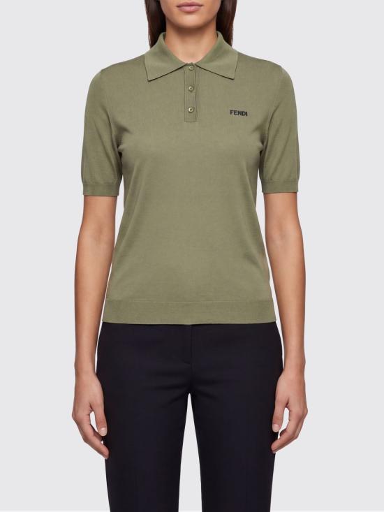 26SS 펜디 샤이니 비스코스 폴로 셔츠 FZXE82AW4V F1UKL Turquoise