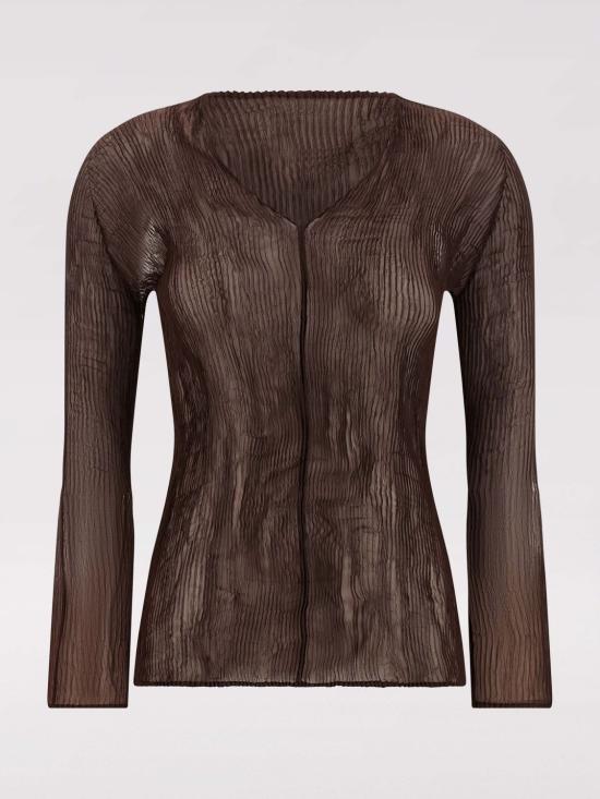 26SS 이세이 미야케 탑 IM66FJ413 45 Brown - ISSEY MIYAKE