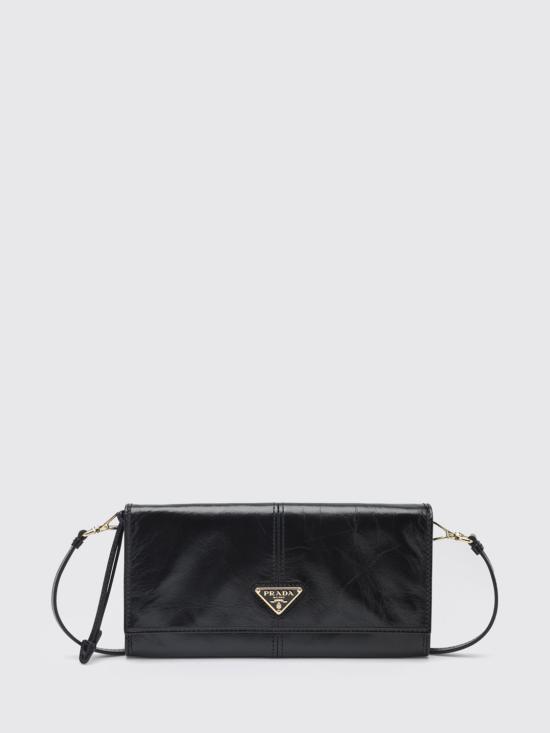 26SS 프라다 레더 월렛 숄더 스트랩 1MT0362CYR F0002 Black