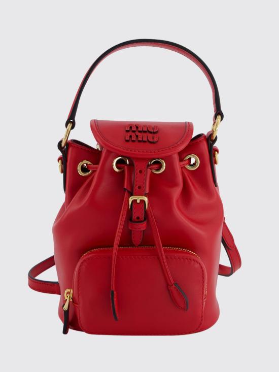 26SS 미우미우 레더 미니 백팩 5BZ045VOOM2CRW F0011 Red