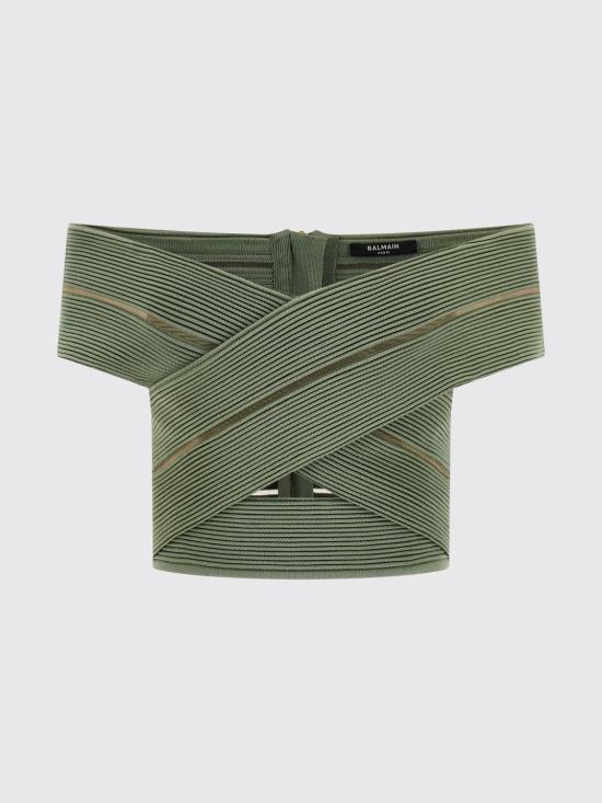 26SS 발망 탑 GF0AB580KJ75 7EU Green - BALMAIN