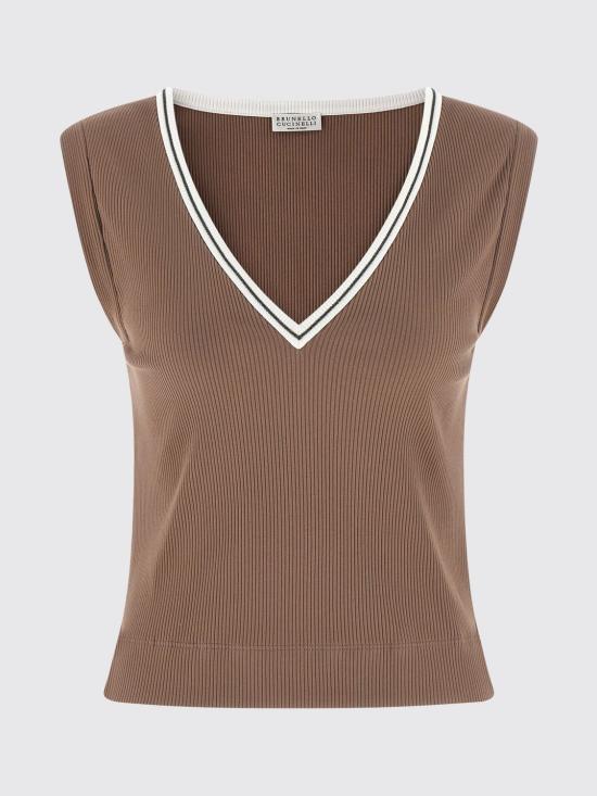 26SS 브루넬로 쿠치넬리 탑 MG902DO302 CMA46 Brown - BRUNELLO CUCINELLI