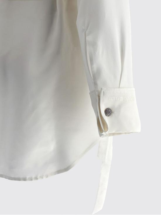 26SS 발렌시아가 바이오테크 실크 새틴 랩 셔츠 857842TTN14 9002 White - BALENCIAGA