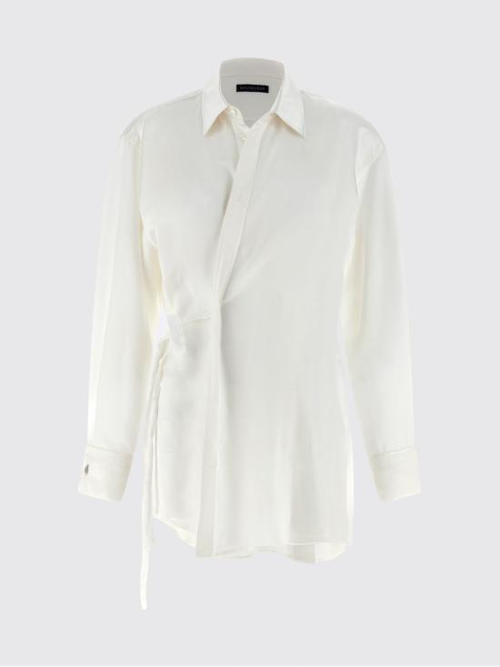 26SS 발렌시아가 바이오테크 실크 새틴 랩 셔츠 857842TTN14 9002 White - BALENCIAGA