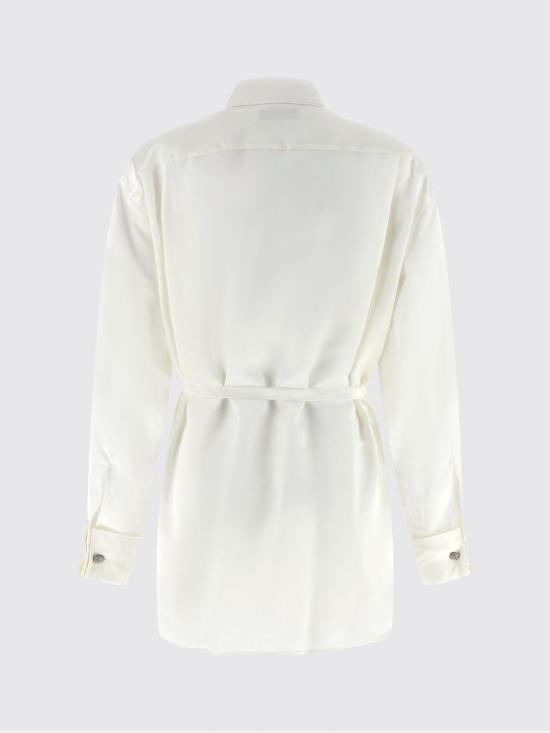 26SS 발렌시아가 바이오테크 실크 새틴 랩 셔츠 857842TTN14 9002 White - BALENCIAGA