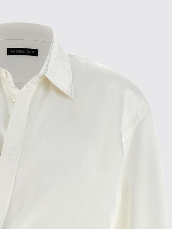 26SS 발렌시아가 바이오테크 실크 새틴 랩 셔츠 857842TTN14 9002 White - BALENCIAGA