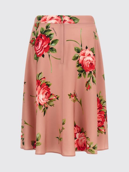 26SS 돌체앤가바나 로즈 부케프린트 스트레이트 스커트 F4C02TFSA8Q HF5ZN Pink - DOLCE & GABBANA