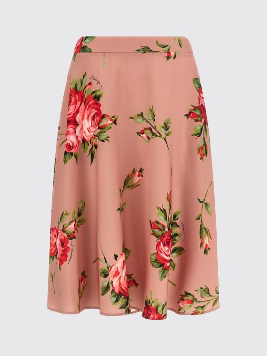 26SS 돌체앤가바나 로즈 부케프린트 스트레이트 스커트 F4C02TFSA8Q HF5ZN Pink - DOLCE & GABBANA