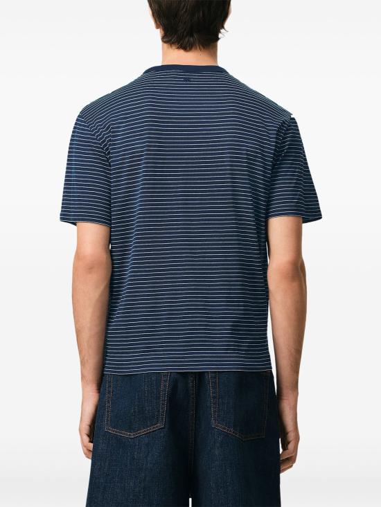 26SS 아미 스트라이프 코튼 아미 드 하트 티셔츠 HTS367JE0212 A044 ENCRE BLANC - AMI