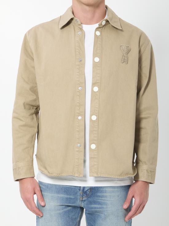 26SS 아미 톤온톤 로고 코튼 니트 오버셔츠 UJK897DE0126 A036 BEIGE TAUPE