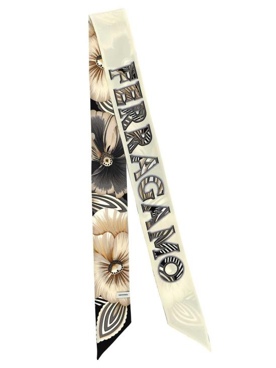  살바토레 페라가모 머플러/스카프 Ferragamo Bandeau Brezza 스카프 화이트/블랙