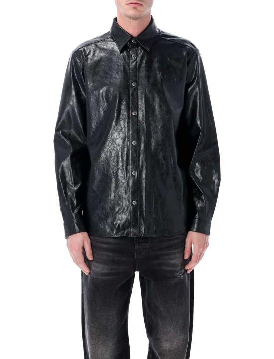  디젤 가죽 자켓 레더 이펙트 S 심플리 쿰부 셔츠 블랙
