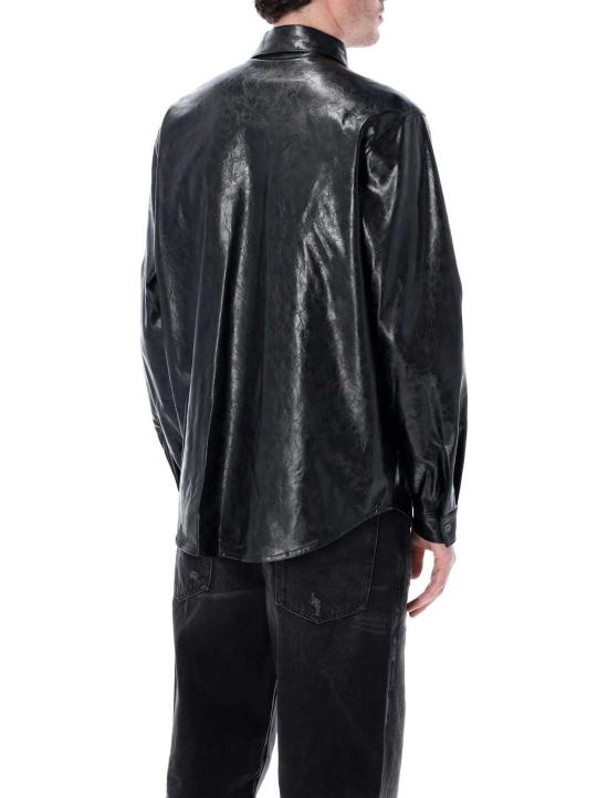  디젤 가죽 자켓 레더 이펙트 S 심플리 쿰부 셔츠 블랙 - DIESEL
