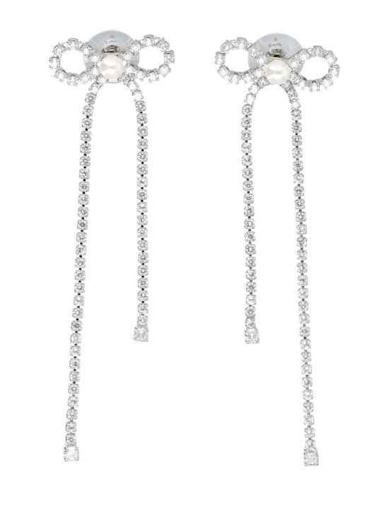  셀프 포트레이트 이어링 크리스탈 드롭렛 보우  실버