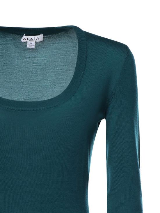  알라이아 원피스 울 드레스 페트롤 그린 - ALAIA