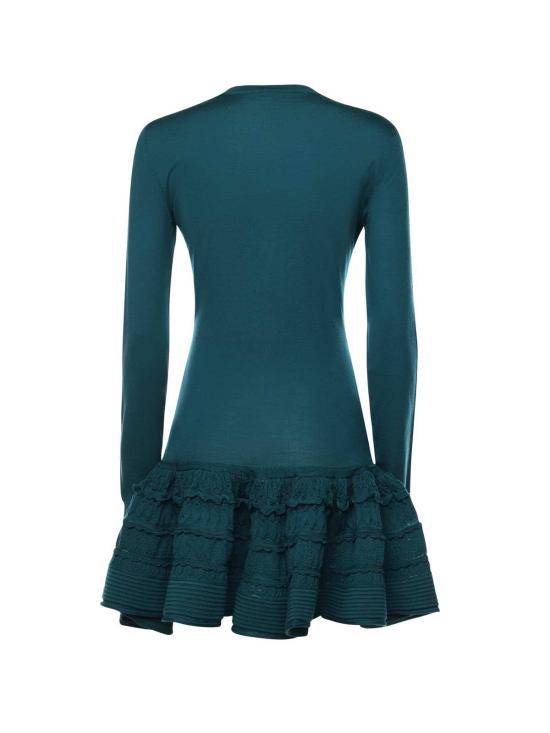  알라이아 원피스 울 드레스 페트롤 그린 - ALAIA