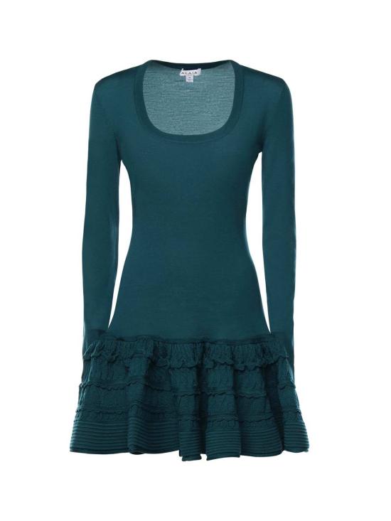  알라이아 원피스 울 드레스 페트롤 그린