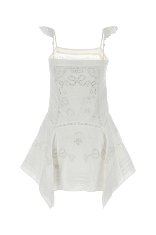  셀프 포트레이트 원피스 린넨 블렌드 드레스 화이트 - SELF PORTRAIT