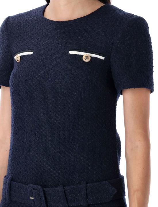  셀프 포트레이트 숏 원피스 부클 미니 드레스 블루 - SELF PORTRAIT