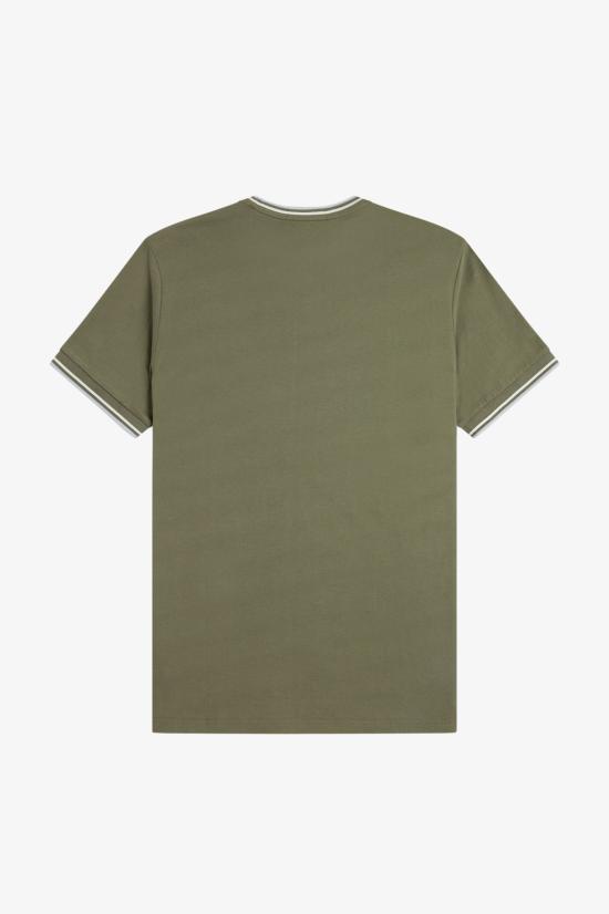 26SS 프레드페리 반팔 티셔츠 M1588 87B Lwgrn ecru dskbl - FRED PERRY