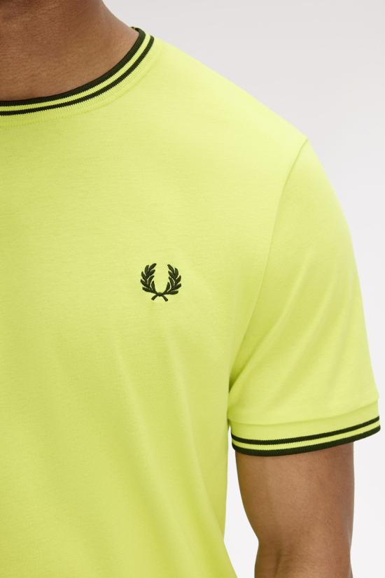 26SS 프레드페리 반팔 티셔츠 M1588 84B Citron blk blk - FRED PERRY