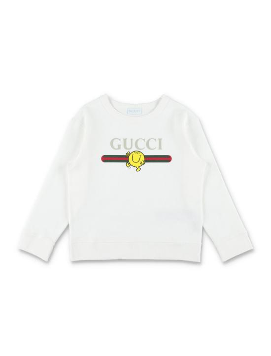  [키즈] 구찌 풀오버 키즈 미스터 맨 리틀 미스 프린트 코튼 스웨트셔츠 새 상품 화이트