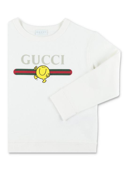  [키즈] 구찌 풀오버 키즈 미스터 맨 리틀 미스 프린트 코튼 스웨트셔츠 새 상품 화이트 - GUCCI