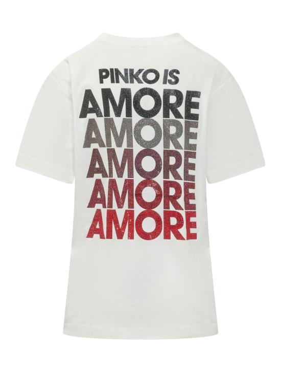 26SS 핑코 반팔 티셔츠 105526A33I ZR2 BIANCO ROSSO - PINKO