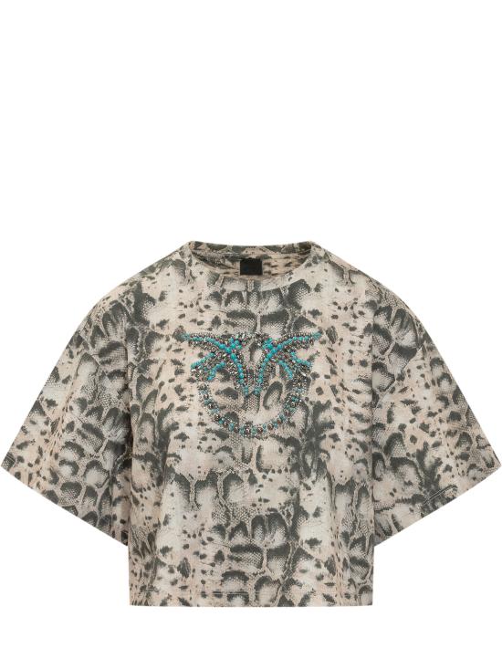 26SS 핑코 반팔 티셔츠 106921A3C8 CZ9 BEIGE NERO