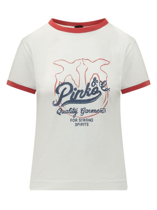 26SS 핑코 반팔 티셔츠 106902A3C2 ZRE BIANCO ROSSO BLU