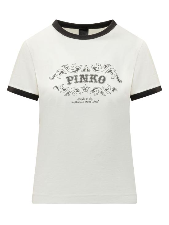 26SS 핑코 반팔 티셔츠 106902A3C2 ZZ1 BIANCO NERO