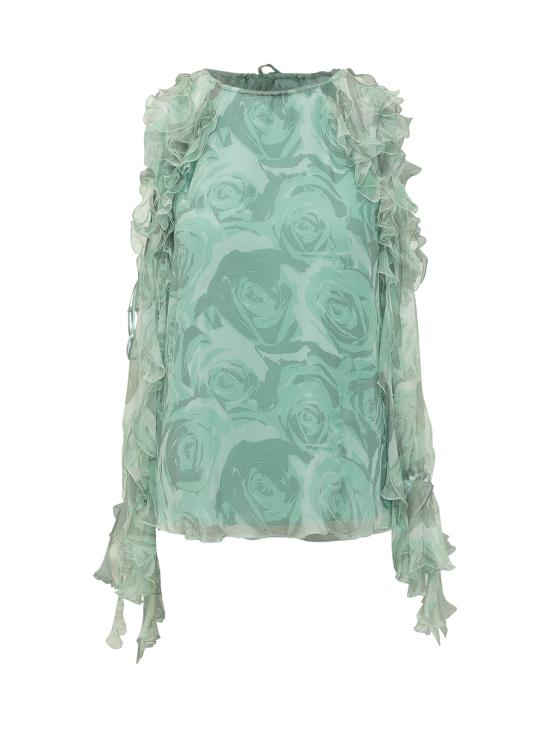 26SS 핑코 셔츠 106298A34Q VGV MULT VERDE GRIGIO