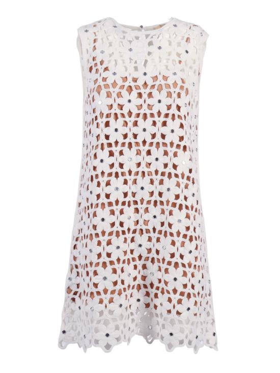  마이클 코어스 숏 원피스 페이크 크로셰 미니 드레스 화이트 - MICHAEL KORS