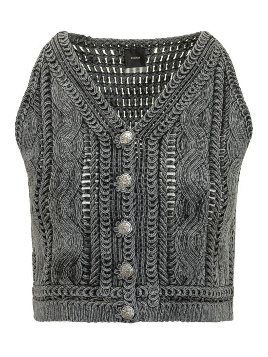 26SS 핑코 반팔 티셔츠 106859A3BA I91 GRIGIO NERO PIRATA