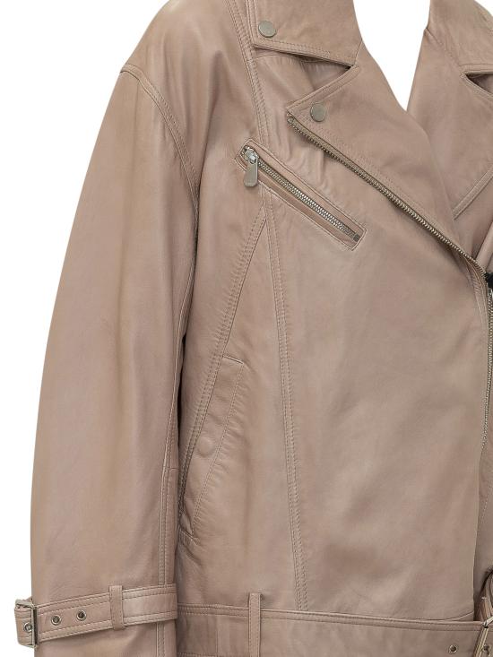 26SS 핑코 가죽 자켓 106231A31X I31 BEIGE VERDE CAPRA - PINKO