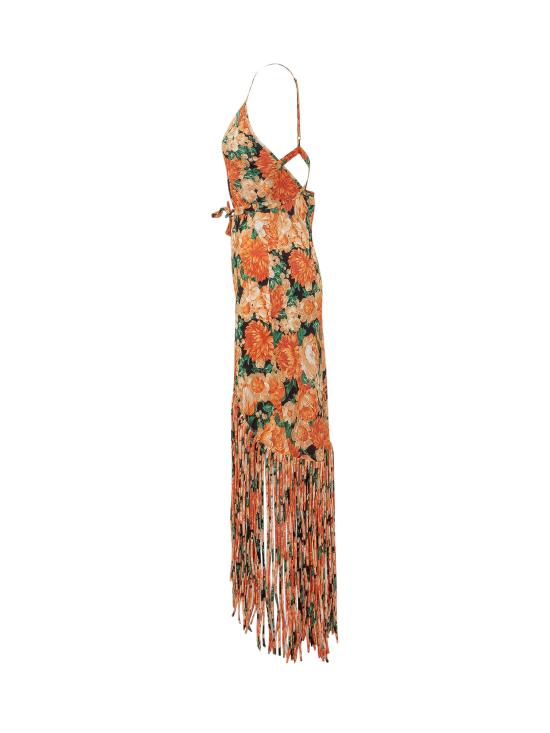 26SS 핑코 롱 원피스 106825A3AO AS4 MULT ARANCIO VERDE - PINKO