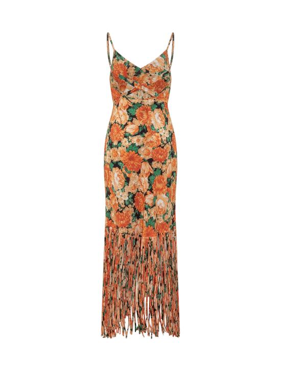 26SS 핑코 롱 원피스 106825A3AO AS4 MULT ARANCIO VERDE - PINKO