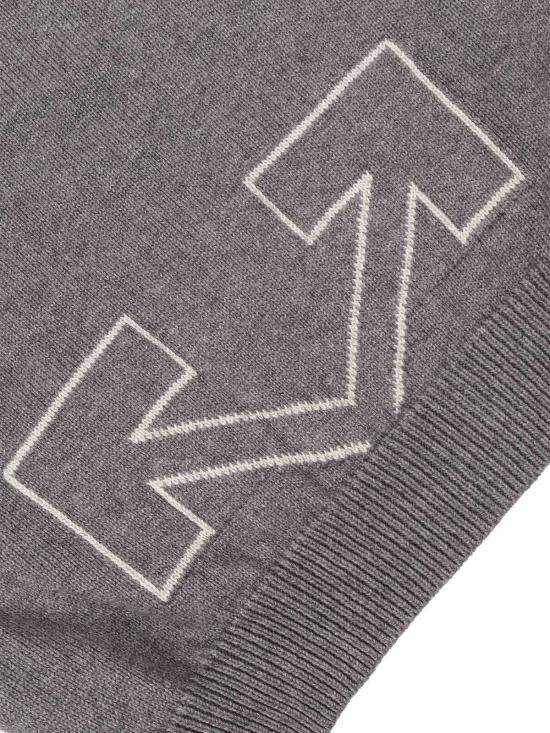  오프화이트 긴팔 티셔츠 타입 로고 니트 라이트 울 코튼 후드티 (회색) - OFF WHITE